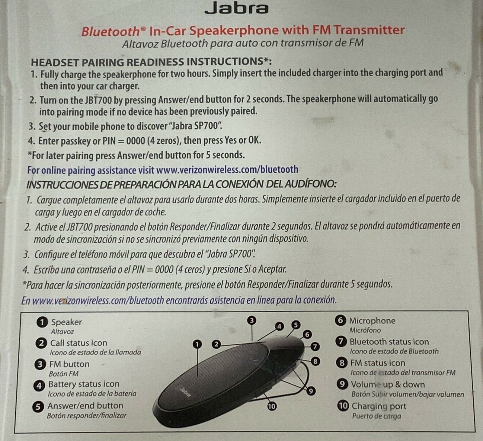 New Jabra JBT700 Bluetooth In-Car Speakerphone with FM Transmitter Universal - Fresh Stock Dated February 2026