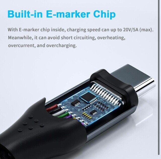 Fasgear USB C to C Cable 1.6ft, Type C 3.1 Gen 2 1.6ft (50cm), Black - Fresh Stock Dated February 2026