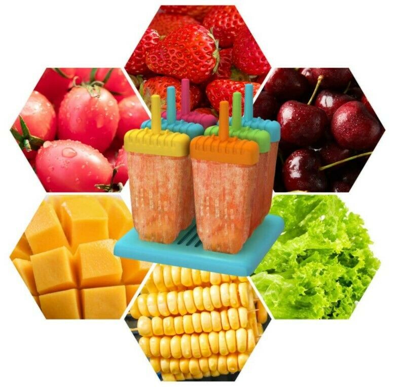 Juego de 6-12 moldes reutilizables de silicona para paletas heladas - Fresh Stock Dated December 2025