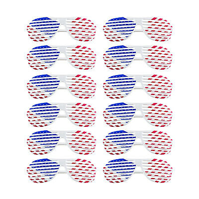 12 PCS Fancy American Flag Plastic Shutter Glasses Summer Party Favors - Fresh Stock Dated February 2026