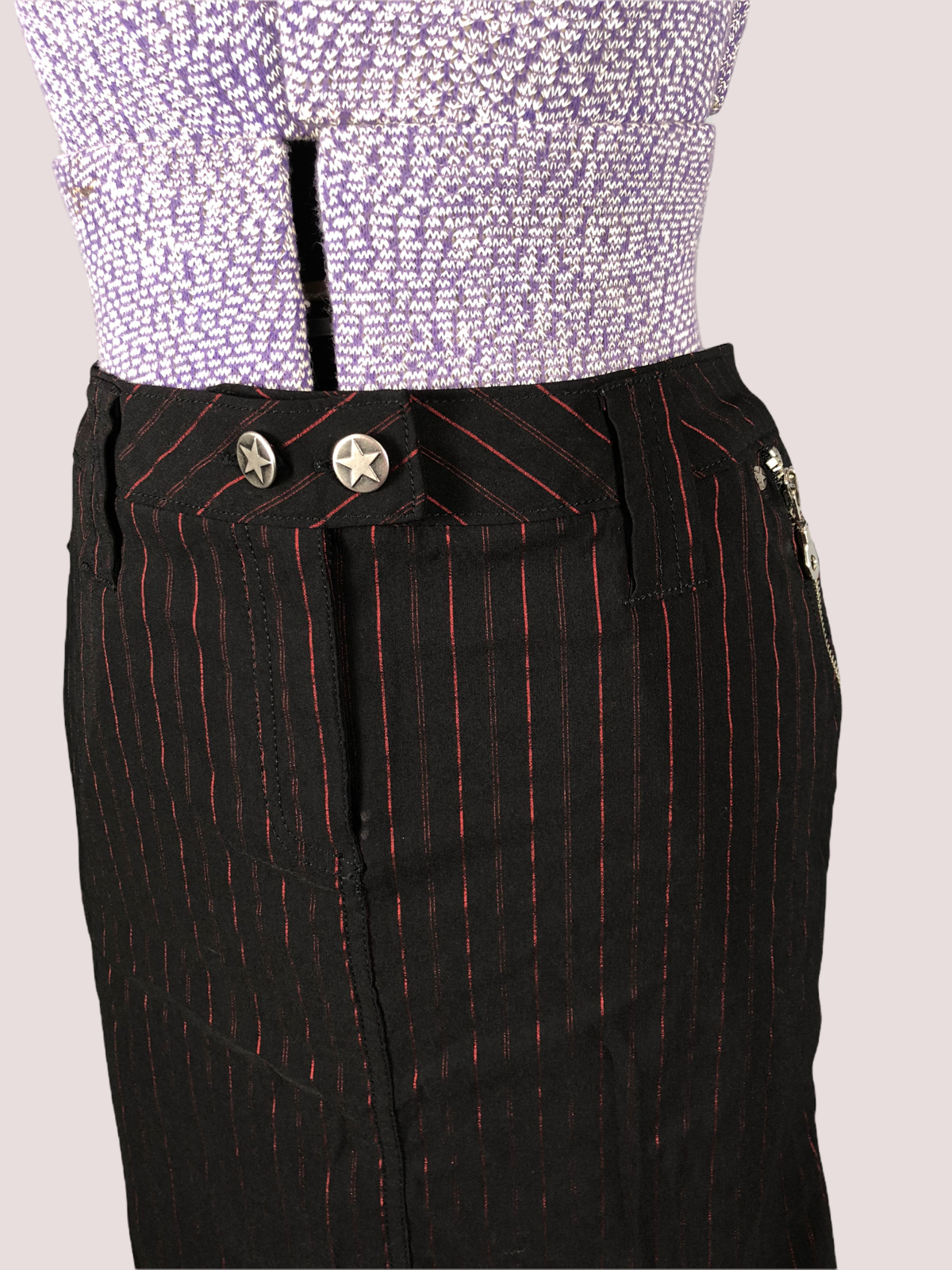 Vtg 90s SERIOUS Stretchy Pinstripe Mall Goth Rave Pin Stripe Skirt Top Set - Fresh Stock Dated March 2026