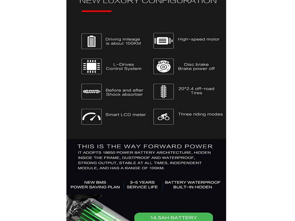 Electric Folding Bicycle 48V 14.5Ah Fat Tire E-Bike - Fresh Stock Dated February 2026