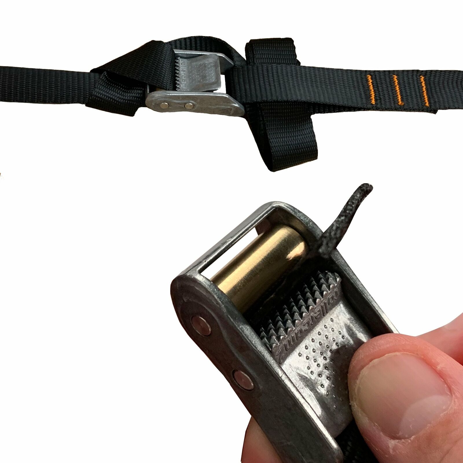 Roller Cam Buckle with 9 Foot Black Polyester Strap - Fresh Stock Dated December 2025