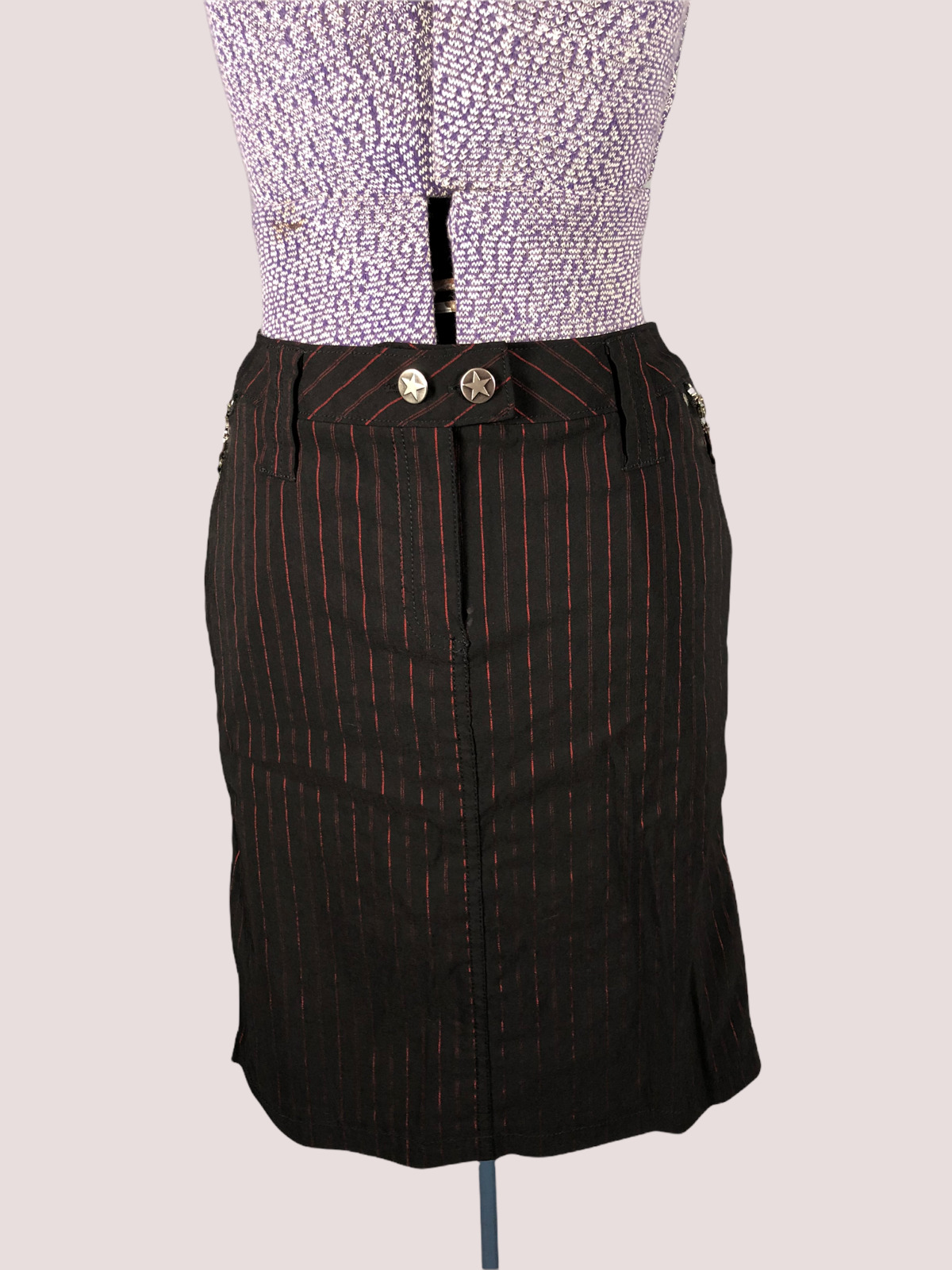 Vtg 90s SERIOUS Stretchy Pinstripe Mall Goth Rave Pin Stripe Skirt Top Set - Fresh Stock Dated March 2026