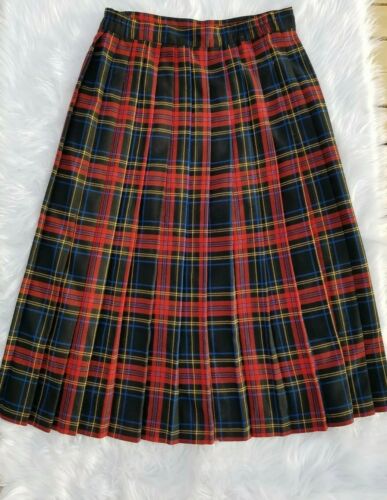 Lloyd Womens 14 Vintage Plaid High Waisted Skirt Made In USA Black Red Blue - Fresh Stock Dated February 2026
