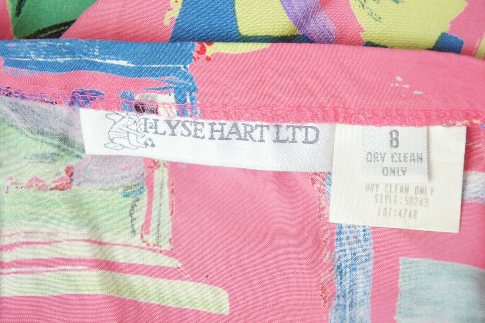 Vintage 90s Abstract Print Pink Maxi Skirt By Elyse Hart - Fresh Stock Dated December 2025