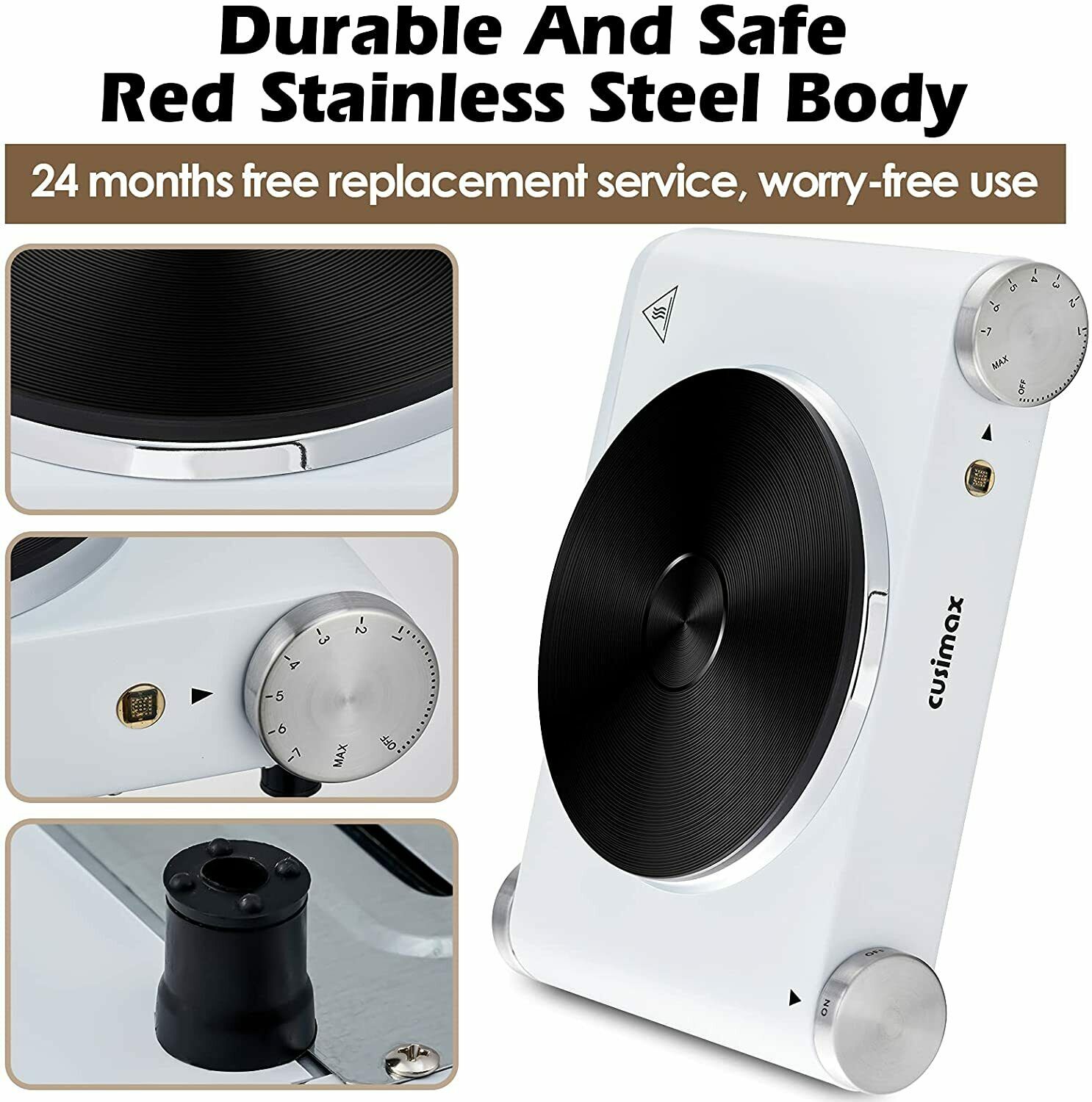 Hot Plate, CUSIMAX Electric Hot Plate 1500W Hot Plates for Cooking Single Burner - Fresh Stock Dated February 2026