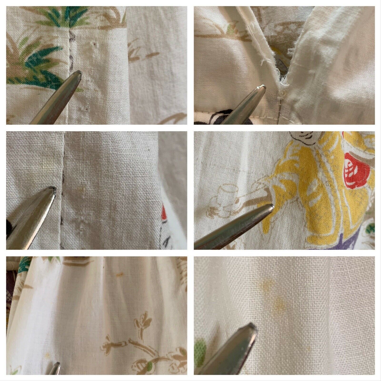 50s NOVELTY PRINT SKIRT Chinese Print Figural Floral Palm Tree Hawaiian Mod VTG - Fresh Stock Dated February 2026