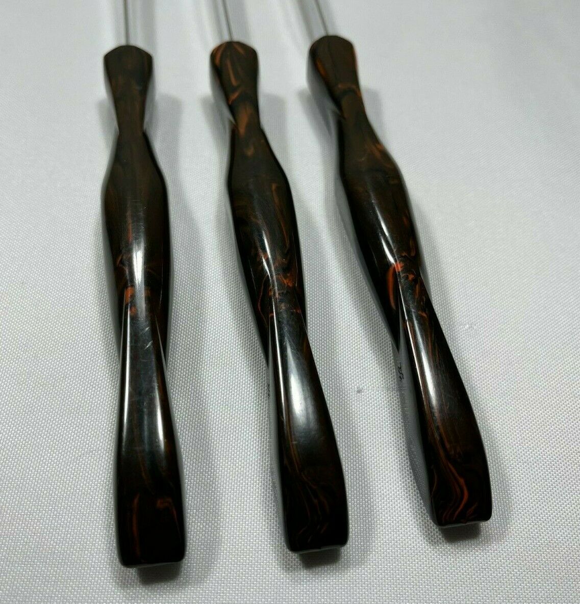 VTG Cutco Table Steak Knives set of 3 #1759 D82 Dark Brown Orange Marbling - Fresh Stock Dated December 2025