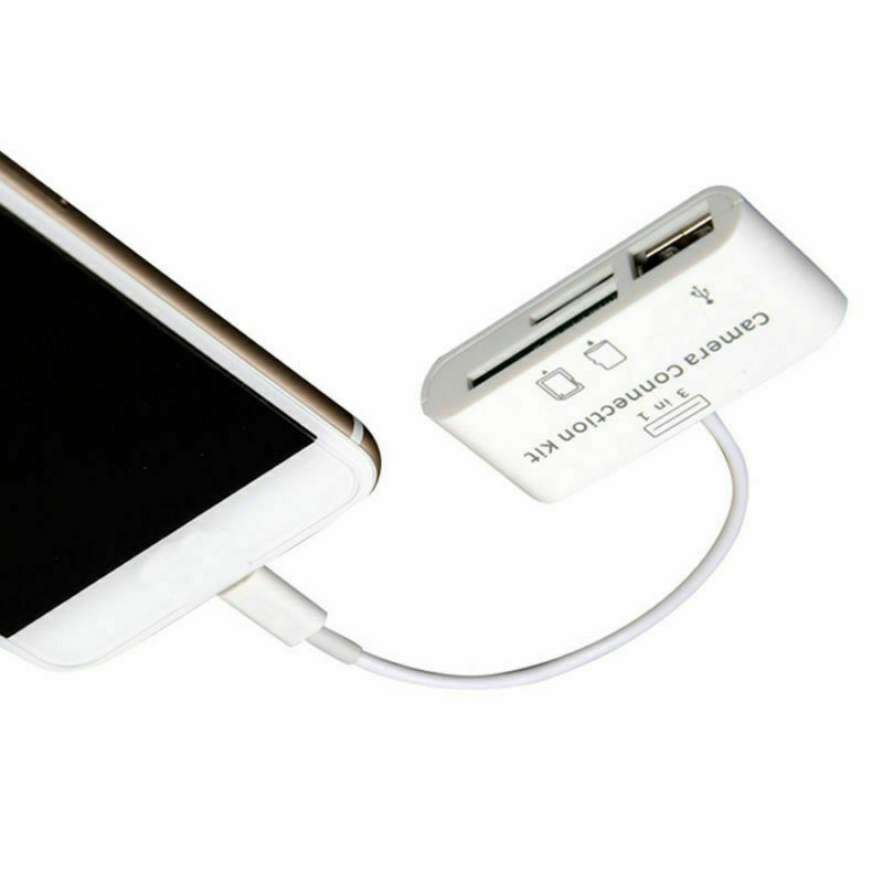 USB/Micro SD/Camera Card Reader 3 in 1 Adapter line for Apple iphone iOS 11 - Fresh Stock Dated February 2026