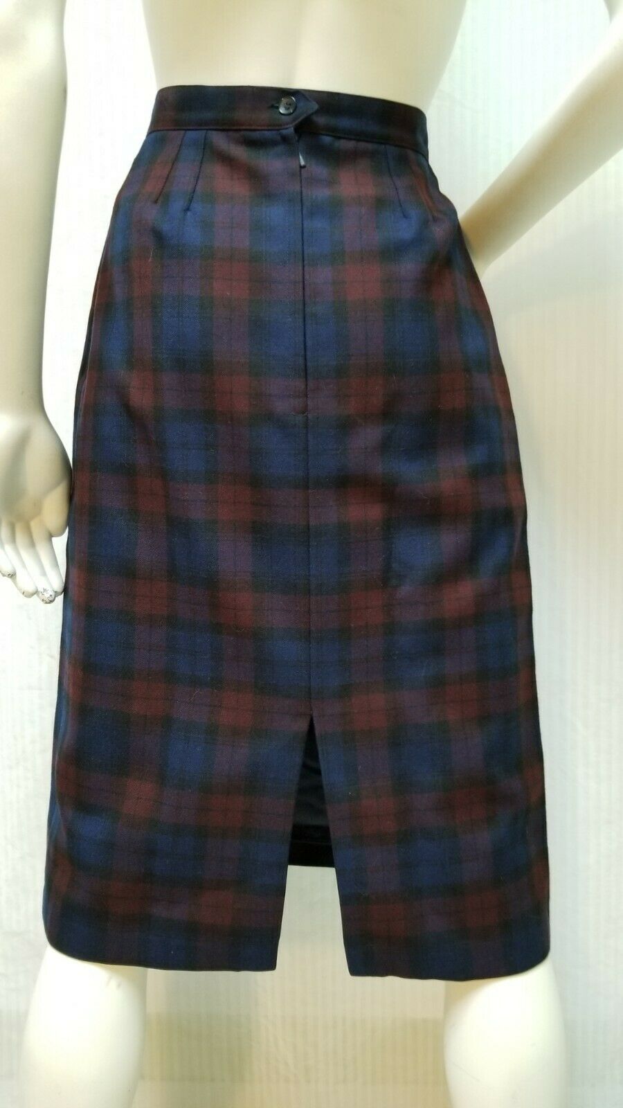 Vintage A.S. Cooper Plaid Wool Pencil SKIRT - Waist 27 inches - EUC - Fresh Stock Dated February 2026