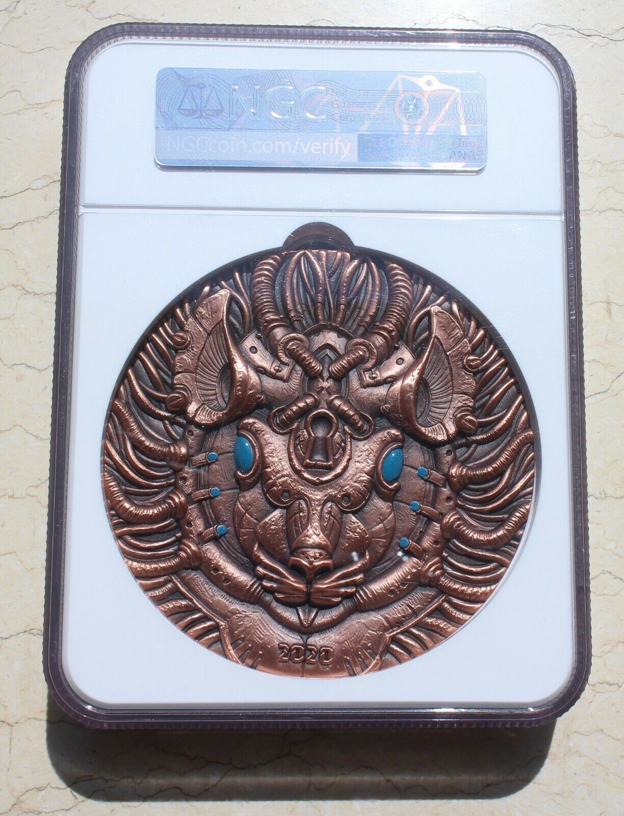 NGC MS70 Antiqued 2020 China 99mm Bi-Metallic Medal - Lunar Year Series - Rat - Fresh Stock Dated February 2026