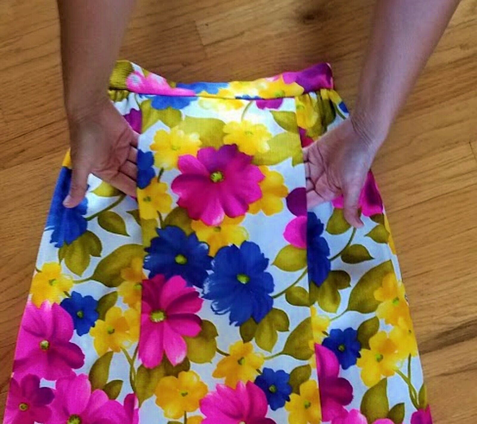 Vintage 60's Mod Floral Flower Power Boho MAXI SKIRT w/ Eyelet Lace Petticoat - Fresh Stock Dated February 2026