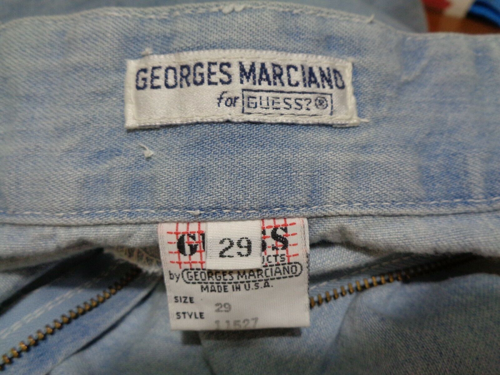 VINTAGE GEORGES MARCIANO FOR GUESS LIGHT BLUE DENIM MIDI STRAIGHT SKIRT SZ 29 - Fresh Stock Dated February 2026