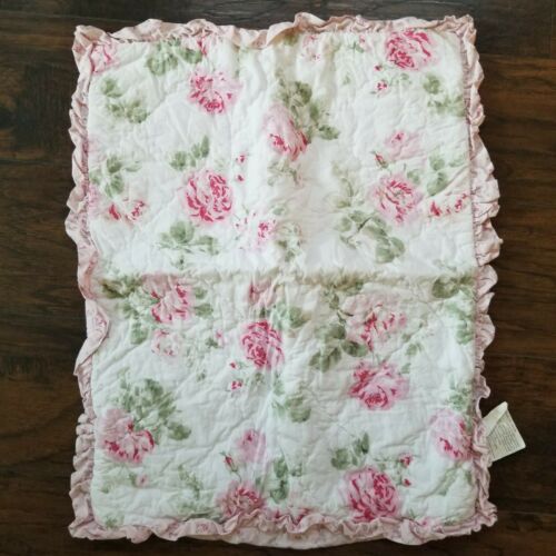 Simply Shabby Chic Quilted Pink Rose White Ruffle Pillow Sham Standard Size - Fresh Stock Dated December 2025