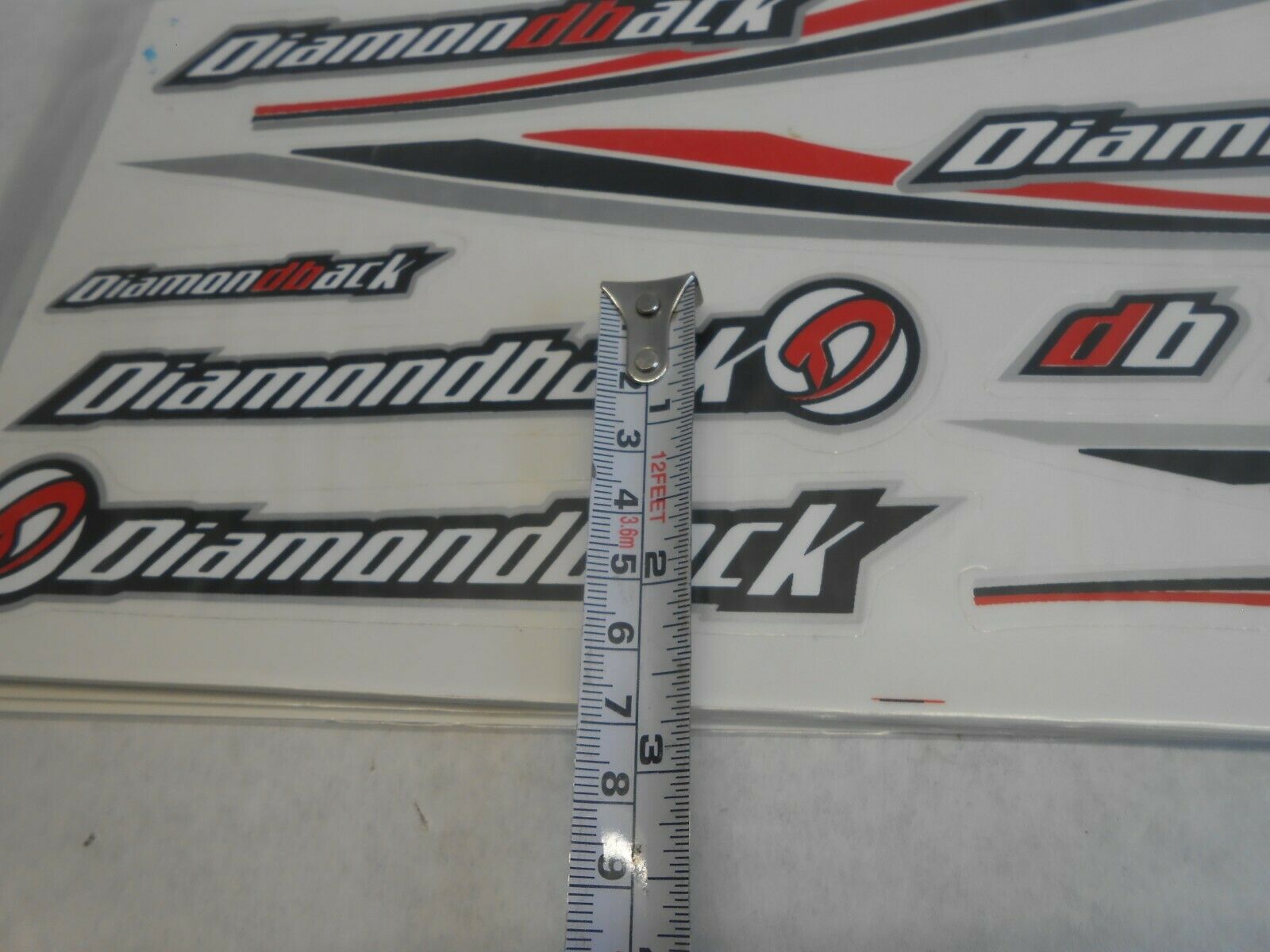 Diamondback BMX Bicycle Bike Decal set 11 Sticker Red /Silver /Black on Clear - Fresh Stock Dated December 2025