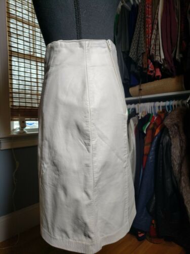 VINTAGE 80'S HIGH WAIST WHITE LEATHER SKIRT - Fresh Stock Dated February 2026