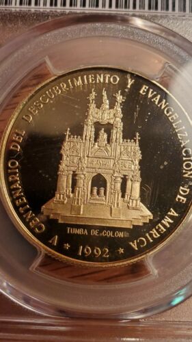 1992 500 Pesos Gold Dominican Republic,   Tomb Of Columbus Very RARE  Only... - Fresh Stock Dated December 2025