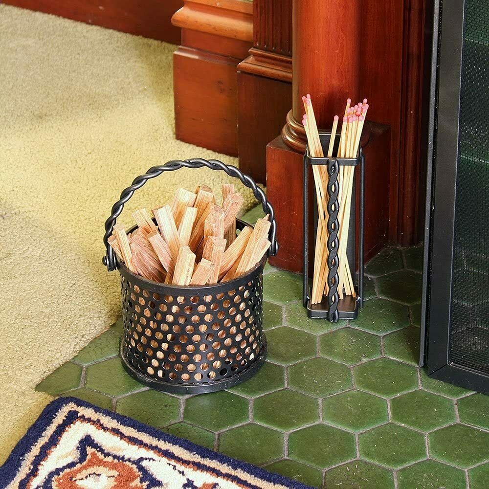 Minuteman International Twisted Ropr fatwood Holder Basket Caddy, Graphite - Fresh Stock Dated December 2025