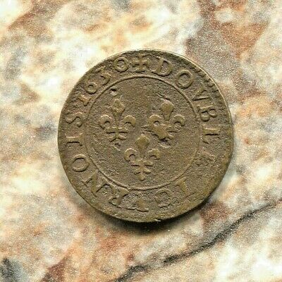 FRANCE -  HISTORICAL LOUIS XIII COPPER DOVBLE TOVRNOIS 1630 A, KM# 86.1 - Fresh Stock Dated February 2026