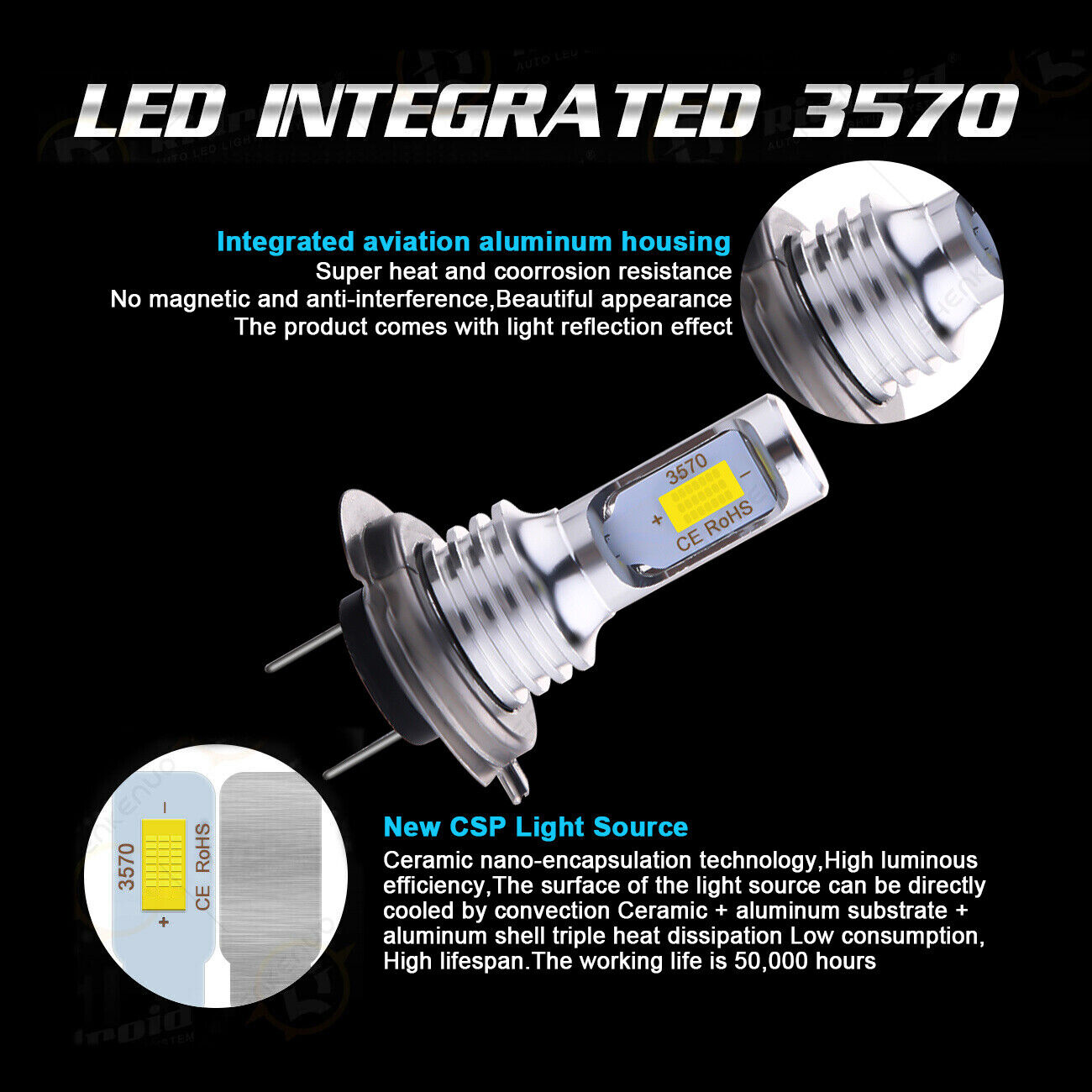 For Honda CBR600RR 2003-2017 2X H7 Combo LED Headlights Bulbs 8000K Ice Blue YTL - Fresh Stock Dated February 2026