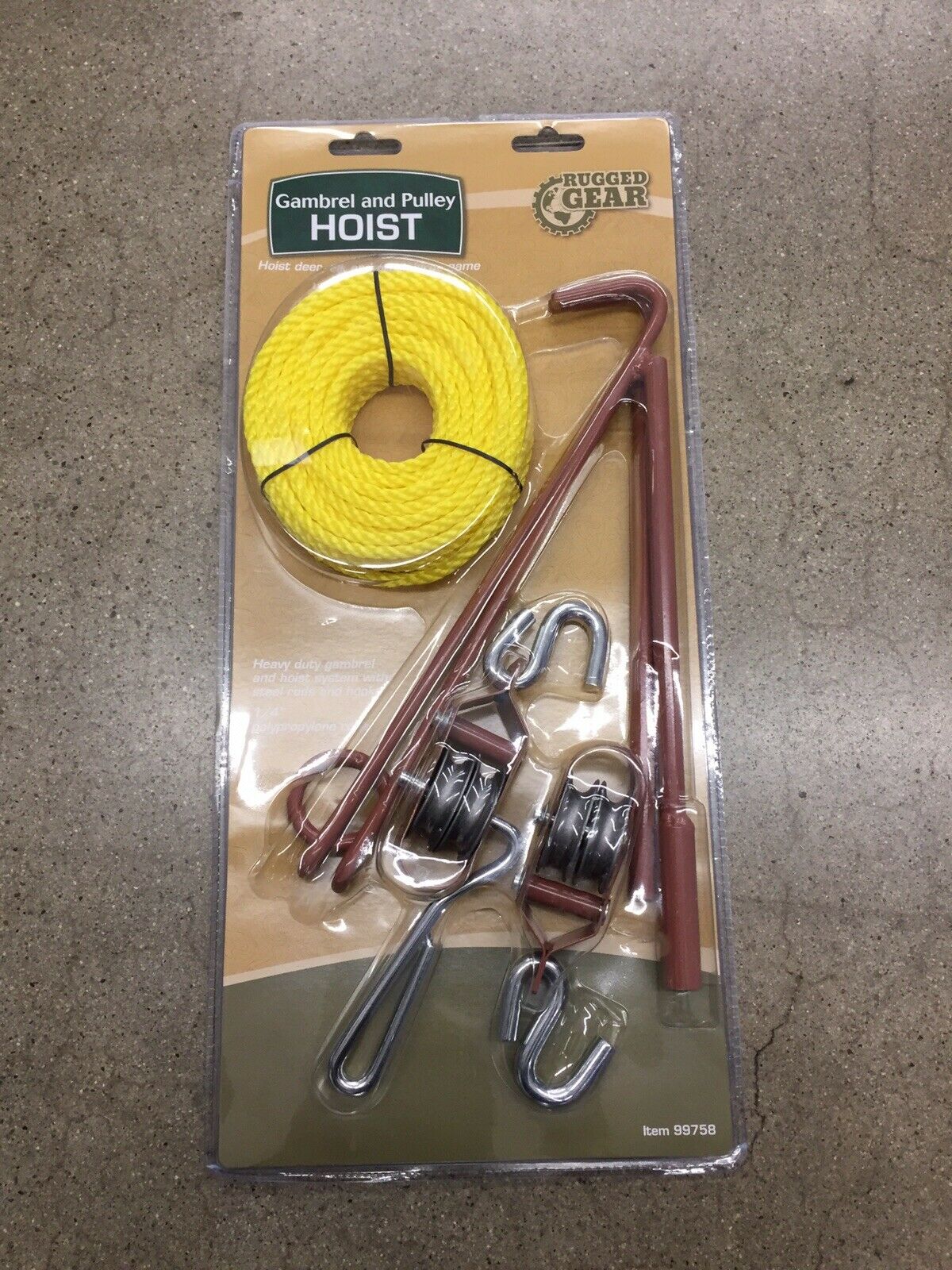 Rugged Gear Gambrel And Pulley Hoist System With Steel Rods & Hooks Garage Tool - Fresh Stock Dated February 2026