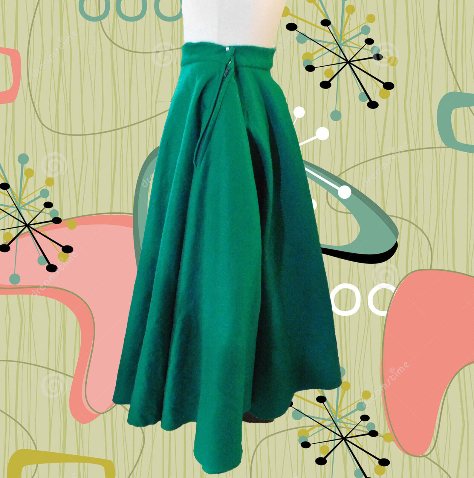 Fun Felt Circle Skirt Guitar Quarter 16th Quaver Note Made for Theater Show '70s - Fresh Stock Dated March 2026