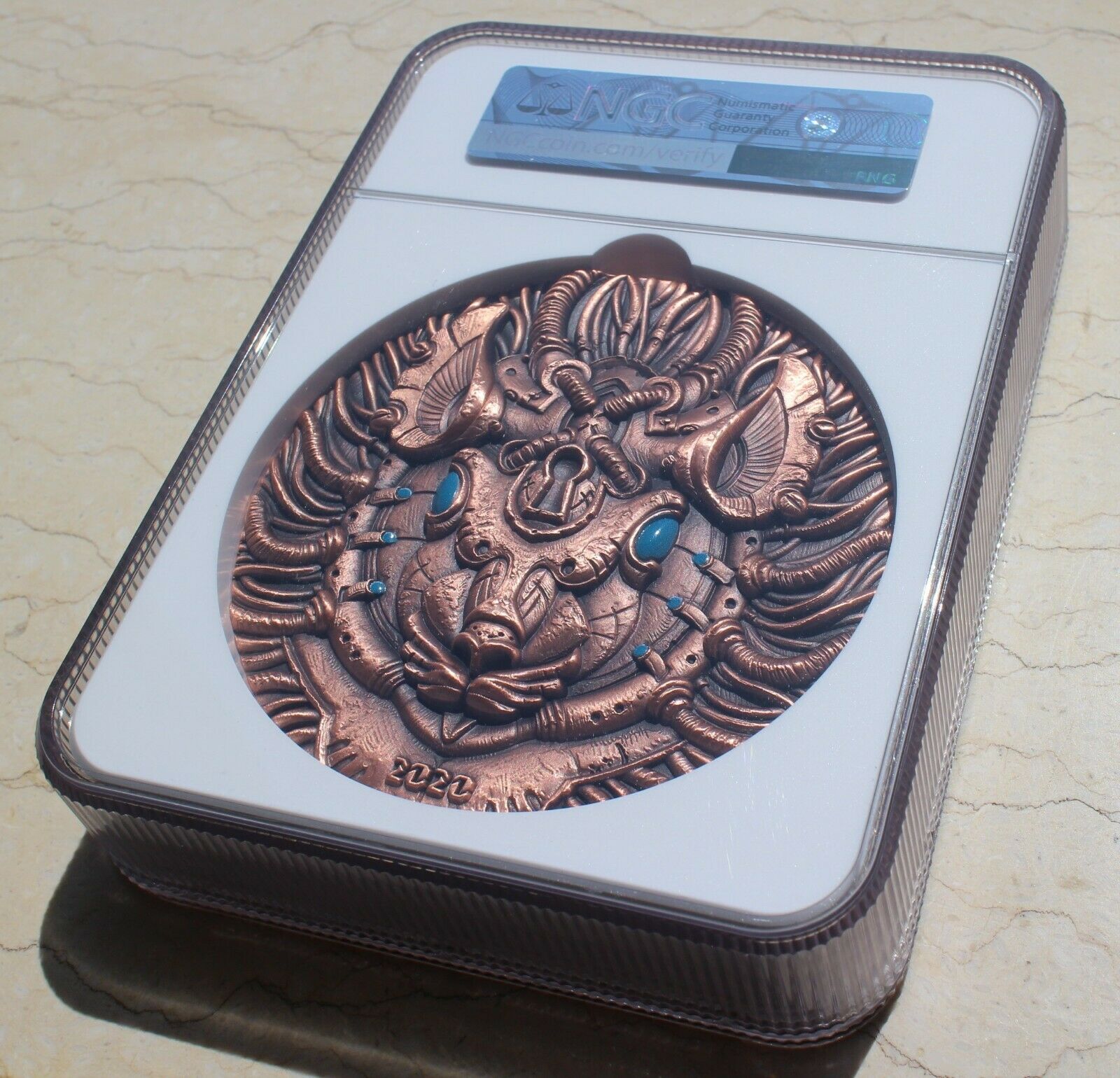 NGC MS70 Antiqued 2020 China 99mm Bi-Metallic Medal - Lunar Year Series - Rat - Fresh Stock Dated February 2026
