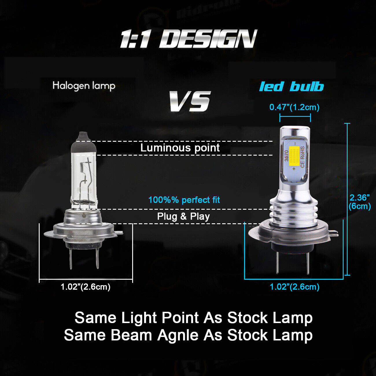For Honda CBR600RR 2003-2017 2X H7 Combo LED Headlights Bulbs 8000K Ice Blue YTL - Fresh Stock Dated February 2026