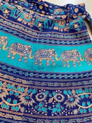 VTG 70s Cotton Indian Block Print Maxi Wrap Skirt Hippie One Size Sarong Gypsy - Fresh Stock Dated February 2026