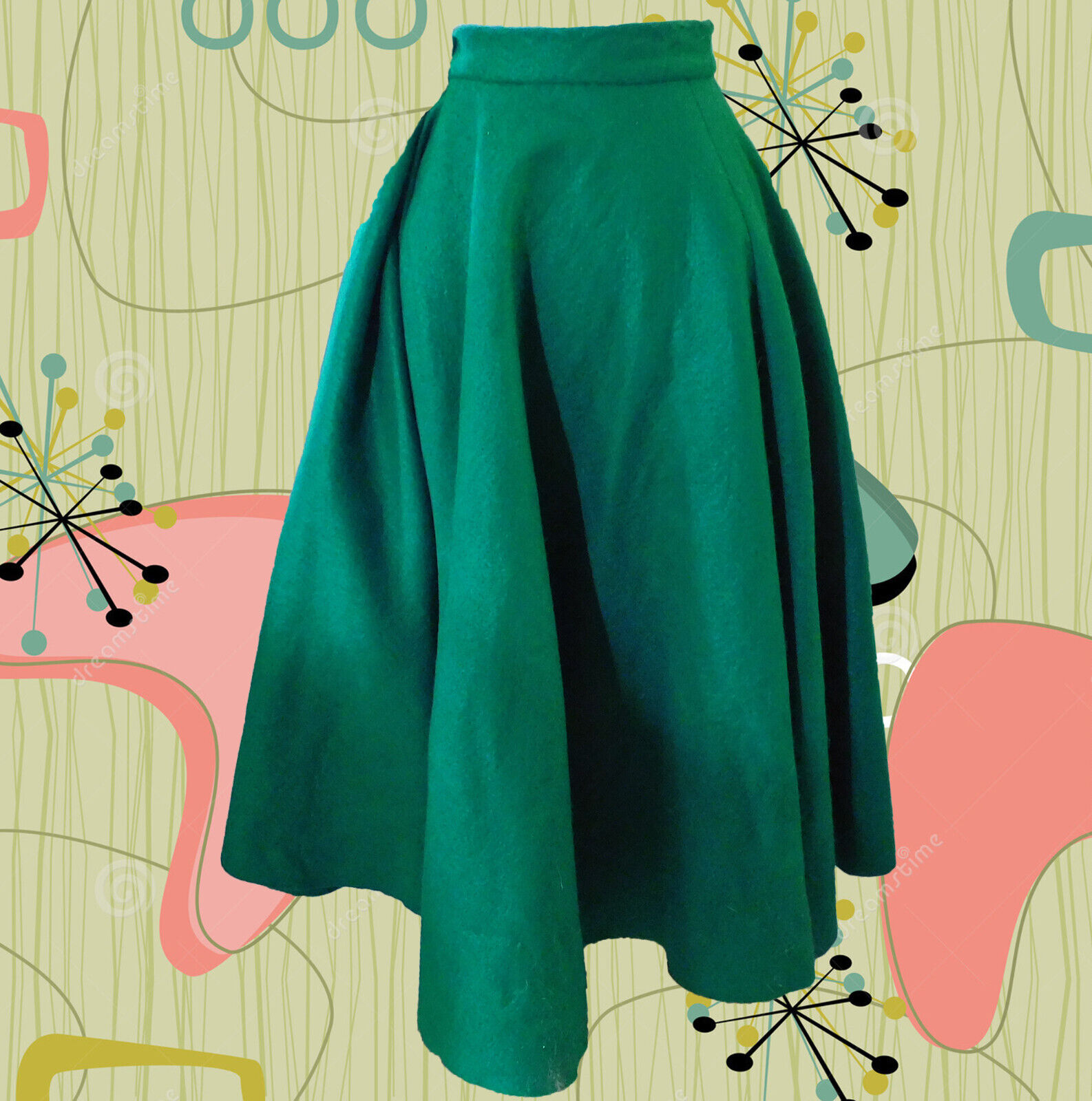 Fun Felt Circle Skirt Guitar Quarter 16th Quaver Note Made for Theater Show '70s - Fresh Stock Dated March 2026