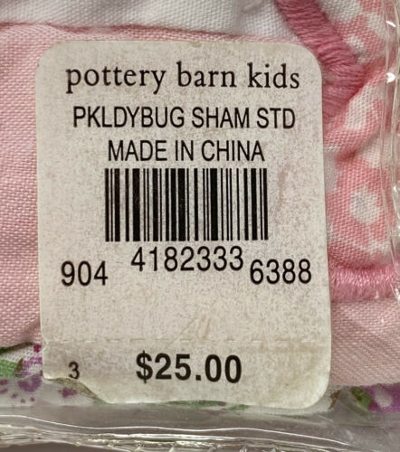 Pottery Barn Kids Quilted Standard Sham - Pink Lady Bug floral NWT - Fresh Stock Dated December 2025
