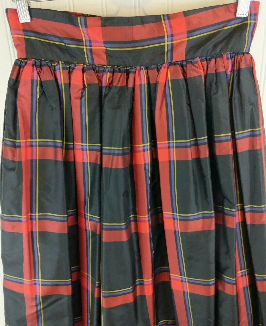 Vtg 80s BILL BLASS Silk Taffeta Ball Skirt Plaid Maxi Evening Classic Formal EXC - Fresh Stock Dated March 2026