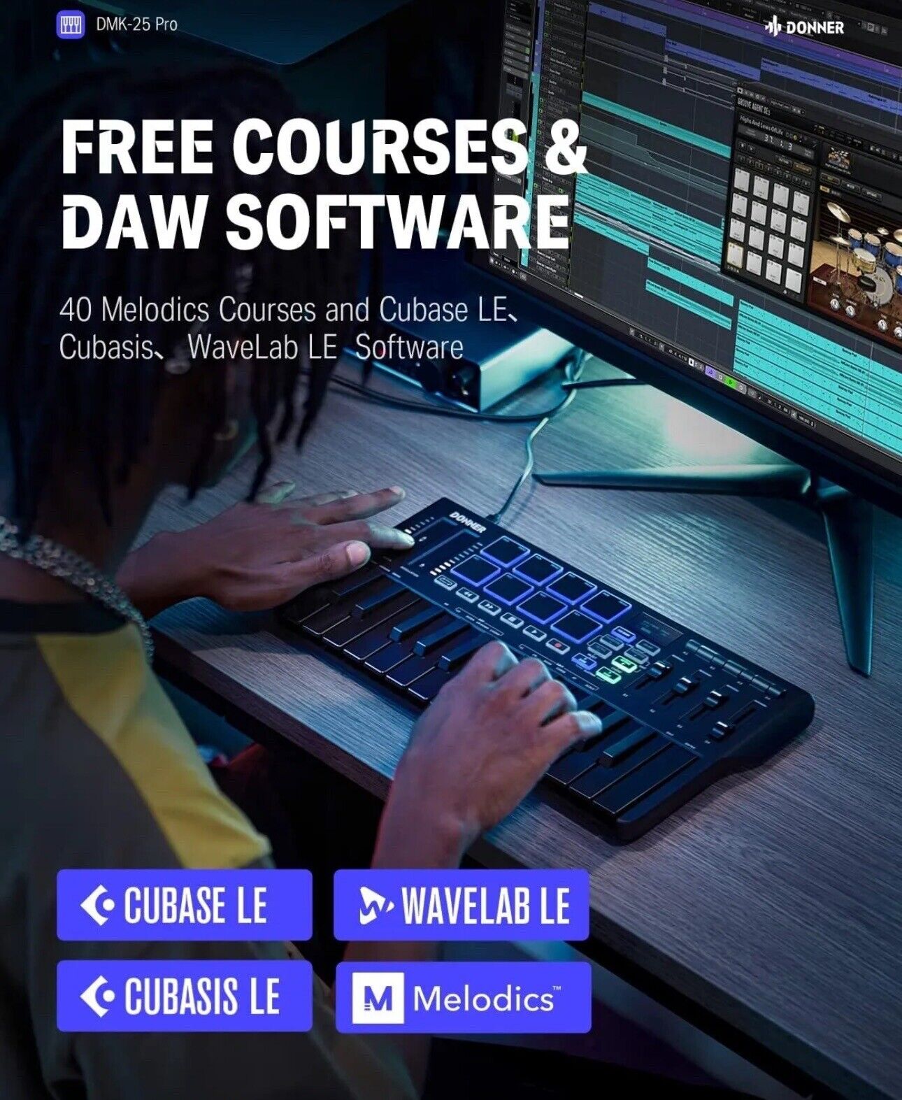 🎹 Donner USB-C MIDI Keyboard DJ Controller OLED 25 Key 8 Drum Pads Touch Bar - Fresh Stock Dated February 2026