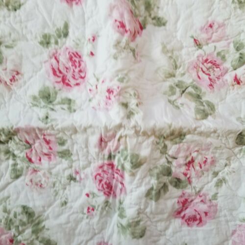 Simply Shabby Chic Quilted Pink Rose White Ruffle Pillow Sham Standard Size - Fresh Stock Dated December 2025