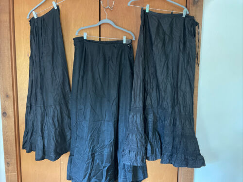 3 Antique Victorian Skirts 1900-1910 Edwardian Goth Vintage Lot Silk Cotton - Fresh Stock Dated February 2026