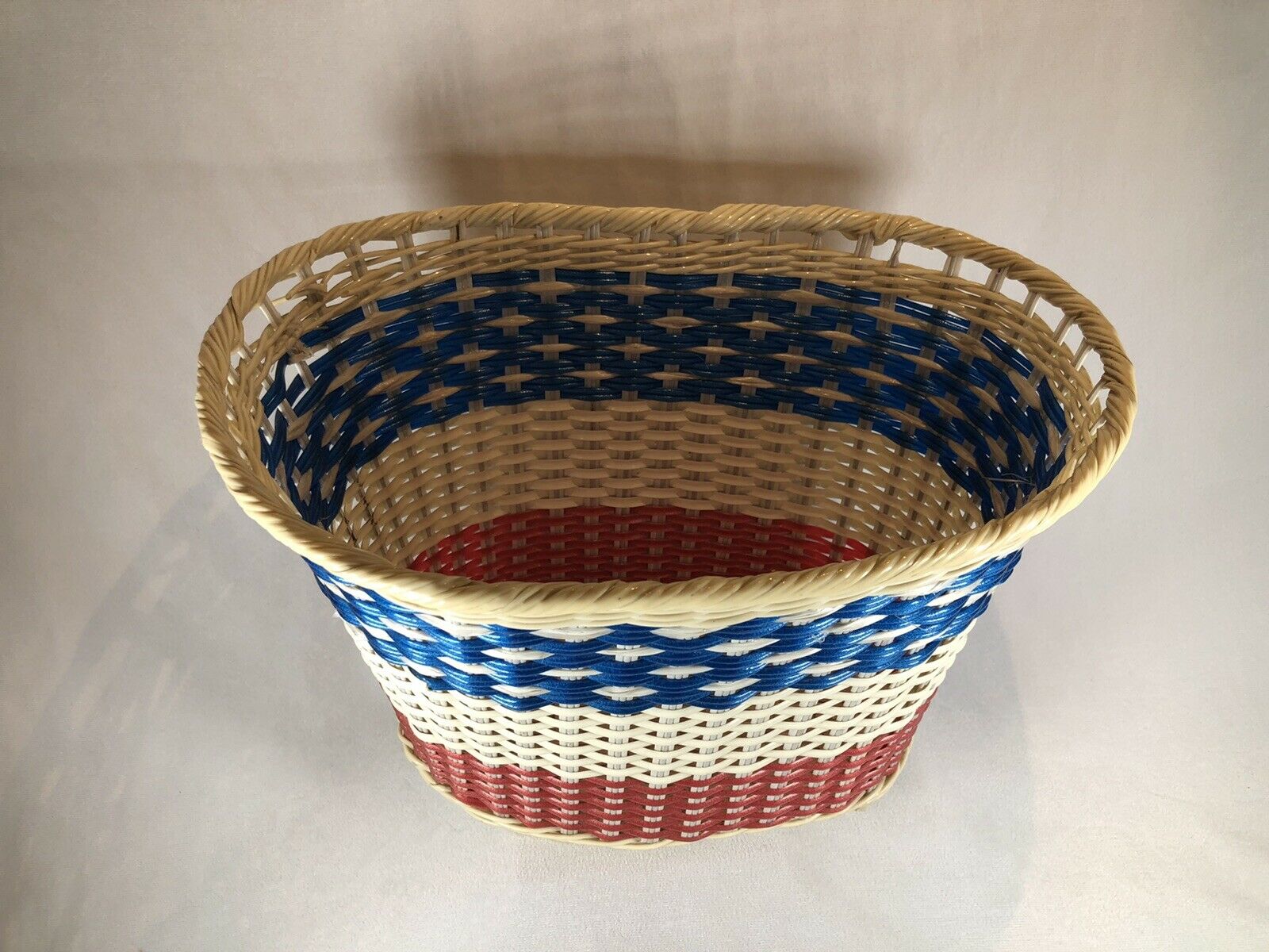VINTAGE Bicentennial SCHWINN Bicycle Basket Stingray Red White Blue BASKETWEAVE - Fresh Stock Dated December 2025