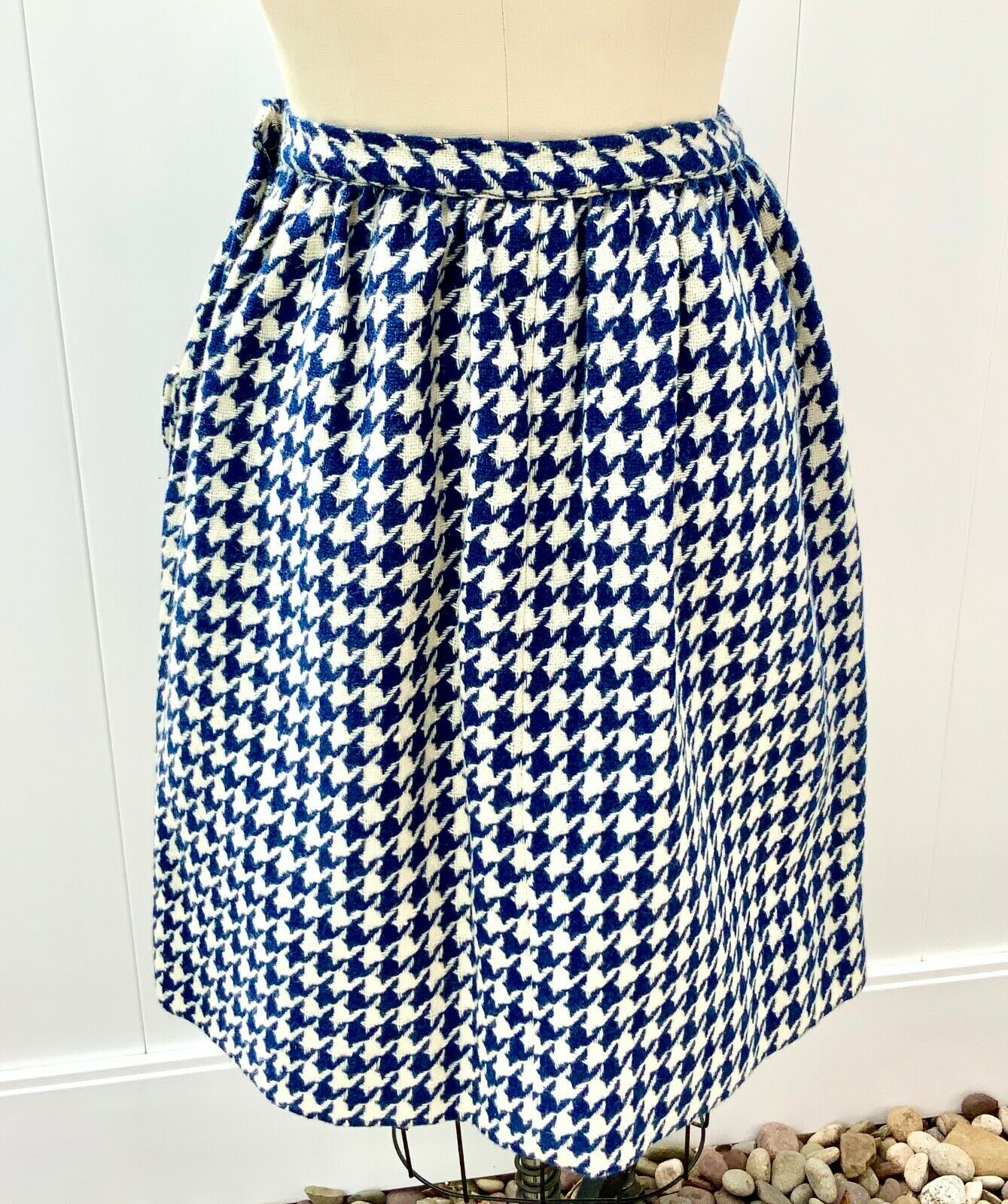 Sloat Women’s Small Wool Skirt Navy White Herringbone Vintage 1960S - Fresh Stock Dated February 2026
