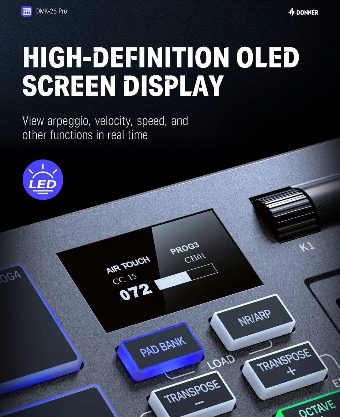 🎹 Donner USB-C MIDI Keyboard DJ Controller OLED 25 Key 8 Drum Pads Touch Bar - Fresh Stock Dated February 2026