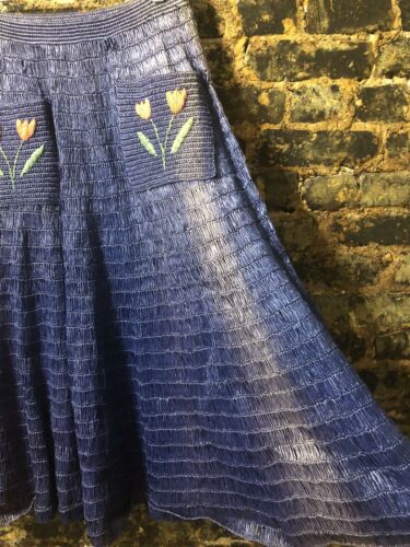 Vintage 1950’s Straw Raffia Blue Skirt W 26 - Fresh Stock Dated February 2026