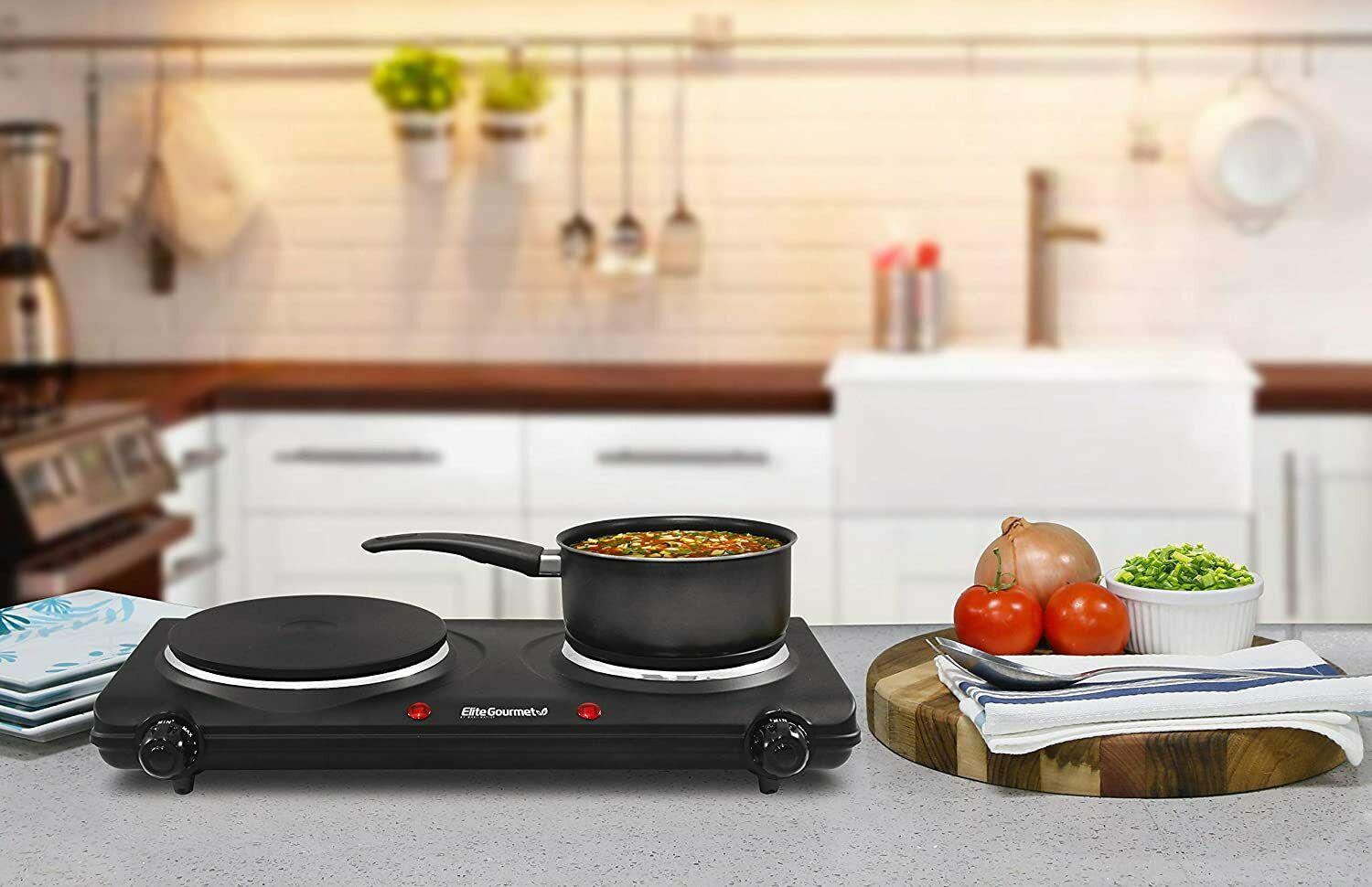 Elite Gourmet Countertop Electric Hot Burner Temperature Controls Power Indic... - Fresh Stock Dated February 2026