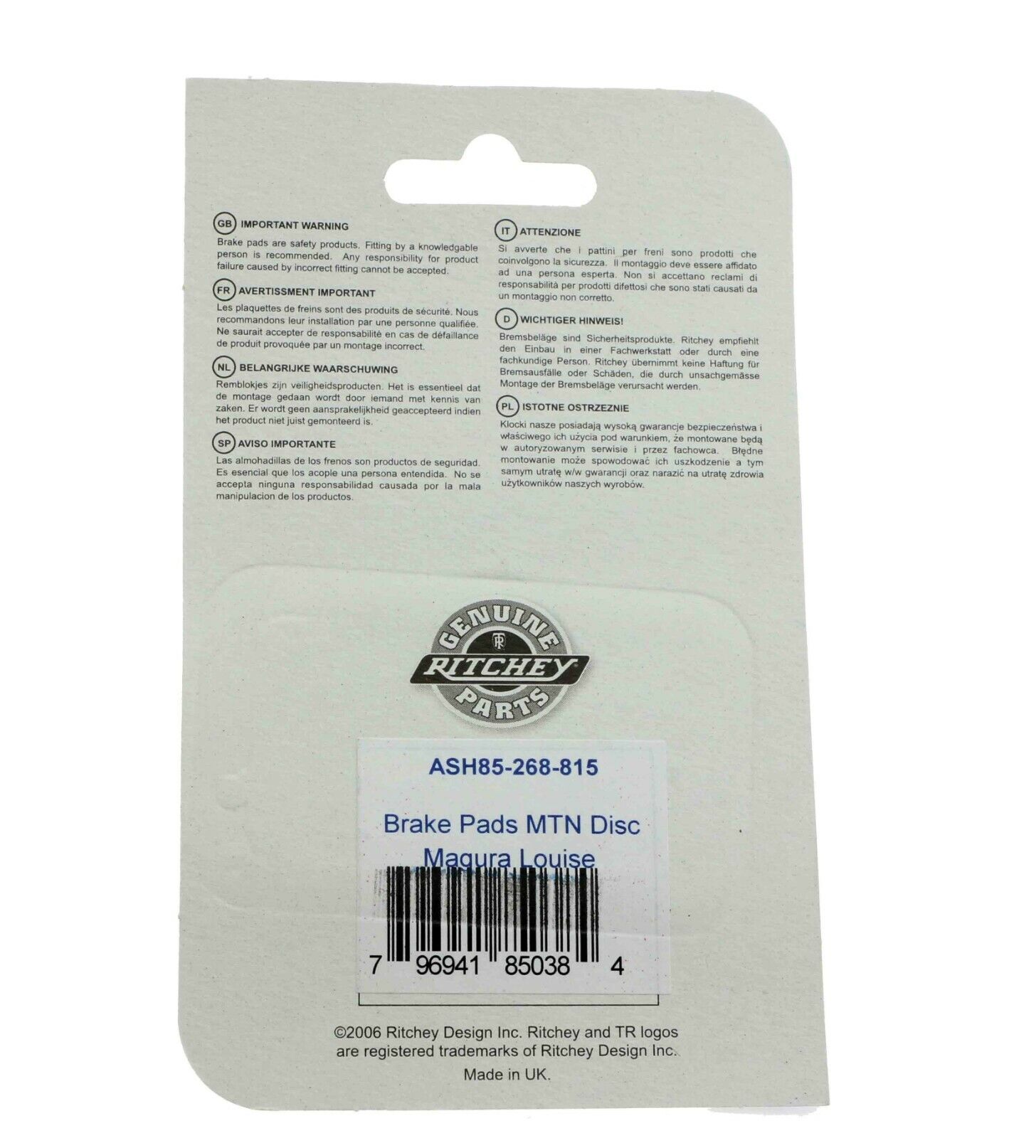 Ritchey Superlogic Disc Brake Pads for Magura Louise 2 Pairs NEW ASH85-268-815 - Fresh Stock Dated February 2026