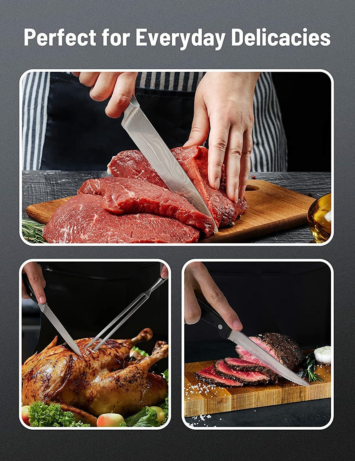 PARIS RHÔNE 17Pcs Kitchen Knife Set with Block Wooden German Stainless Steel - Fresh Stock Dated February 2026