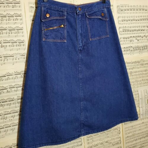 Vintage 1970s 1980s Maverick Denim Skirt Knee Length - Fresh Stock Dated February 2026