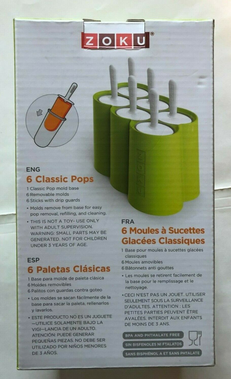 Zoku Classic Pops Traditional Mold 6 Popsicles, Drip Guards + Sticks, Never Used - Fresh Stock Dated February 2026