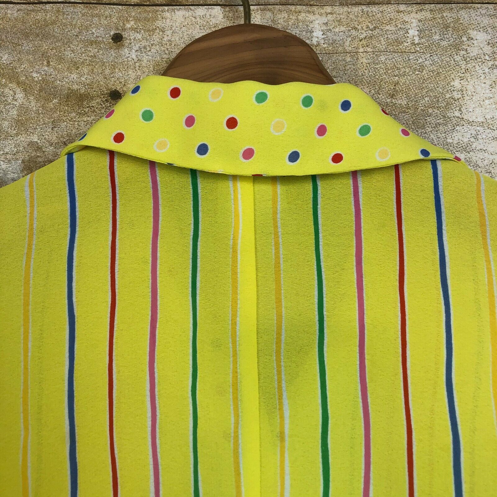 Vintage 90s 2 Piece Set Midi Skirt Yellow Striped Polka Dot Bright Rainbow Small - Fresh Stock Dated December 2025