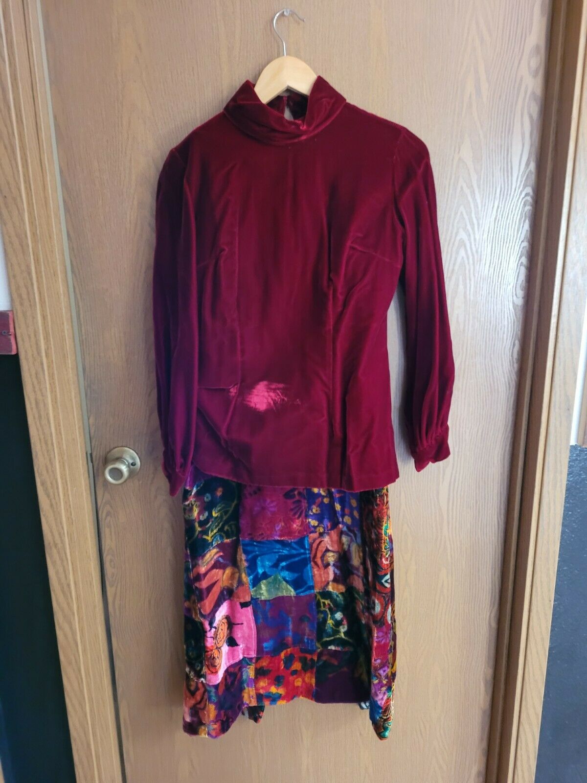 1960s Women's Jantzen Velvet Patchwork Skirt & unmarked Velvet top - Fresh Stock Dated March 2026