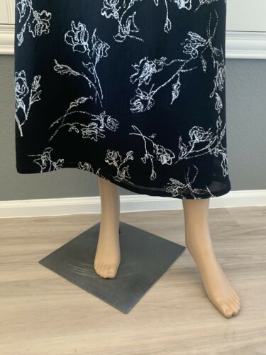 Style Co Womens Size 10 Skirt Long Black Floral Elastic Waist Zip Button - Fresh Stock Dated March 2026