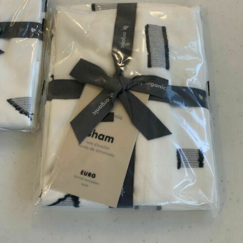 West Elm Organic Mini Graphic Geo Natural EURO Size Sham 26x26 (SET of 2) - Fresh Stock Dated December 2025