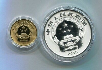 China 2016 Gold and Silver Coins Set-Chinese Auspicious Culture-Wu Fu Gong Shou - Fresh Stock Dated December 2025